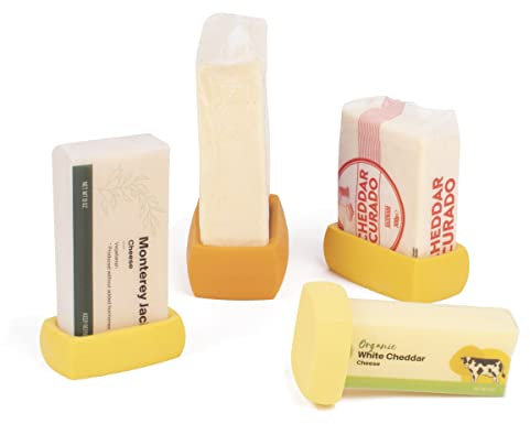 Food Huggers Cheese Huggers Set of 4 Reusable Silicone Savers Cheese Paper Alternative | Store Cheddar, Swiss, Colby Jack and More