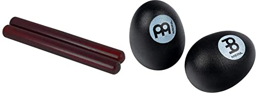 Theodore CLA7-RD Wooden Claves - Quality Rhythm Sticks - Red - Pair & Meinl ES2-BK Plastic Egg Shaker - Black