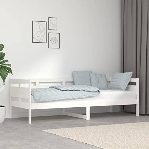 Festnight Tagesbett 80x200 cm Sofabett Weiß Einzelbett Gästebett Bettsofa Jugendbett Holzbett Bettrahmen Schlafsofa Bett Holz Bettgestell Massivholzbett