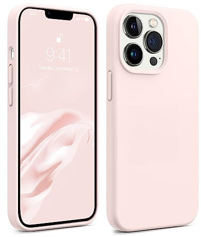 AOTESIER Coque magnétique pour iPhone 13 Pro Max, Compatible avec MagSafe, Protection Militaire Antichoc en Silicone avec Doublure en Microfibre Douce Anti-Rayures, 6,7, Rose Craie