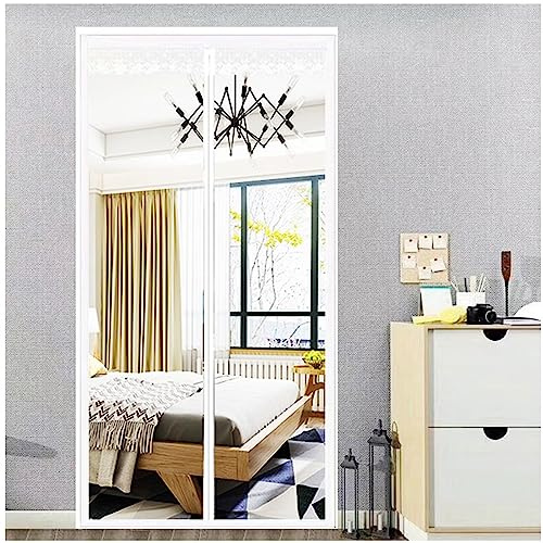 magnet wärmeschutzvorhang für türen Sommer und Klimatisierung mit Isolierung Türvorhang Thermo kälteschutz Geräuschisolierung für Balkontür Wohnzimmer80x230cm Weiß Transparent