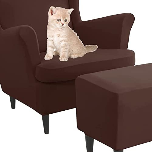 Uyeoco Elastische Sesselüberwürfe 3-teilig - Bezug für Ohrensessel Mit Ottomane - Schonbezug Sesselhusse Stretch Husse (Color : #83)
