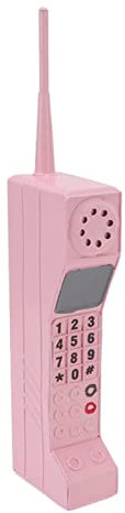 Cyrank Retro Brick Cell Phone Model, Old Fashioned Brick Mobile Phone Ornament Iron Brick Mobile Phone Model Photography Props Stylized Ornaments for Home, Restaurant Decoration(Pink)