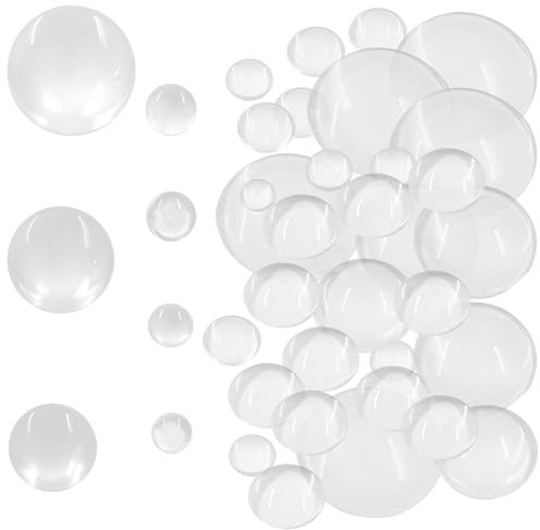 Hitefu 100PCS Glass Cabochons Dome Tiles Set, 5 Sizes Clear Round Flat Back for DIY Craft Photo Charms, Pendants, Rings, Necklace Jewelry Making (12MM 16MM 18MM 20MM 25MM)