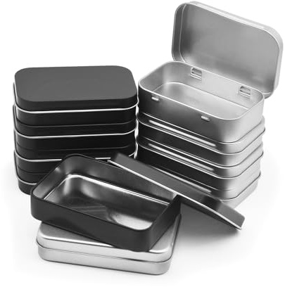 JINTANG blechdose mit deckel,10PCS metallbox mit deckel,blechdose,Für die häusliche Aufbewahrung von kleinen Gegenständen und Home Storage,metallbox 8pcs+Half Open Box 2pcs(Silber+Schwarz)
