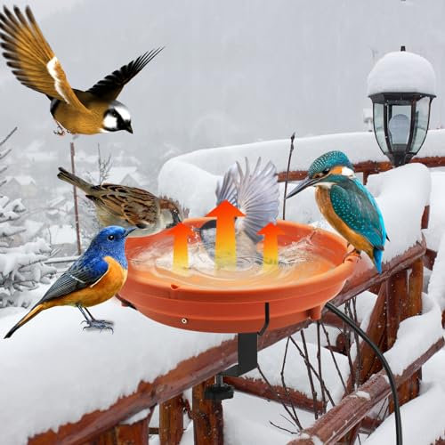 WISMOIER Beheizte Vogeltränke mit thermostatisch gesteuerter Vogeltränke - 80 W Vogeltränke Enteiser für Wintergarten mit 5,9 Fuß elektrischem Kabel beheizte Vogeltränke Vogeltränke Vogeltränke