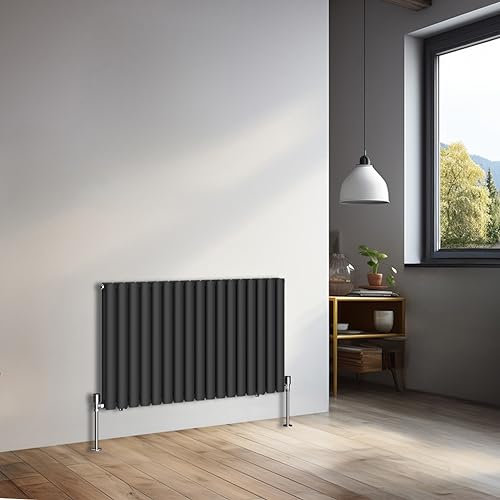 NRG 600x1003mm Horizontal Oval Double Panel Radiator Heater Column Radiator Central Heating Radiators Black