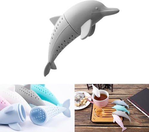 Kreative Silikon teeei, Niedliches teeei für losen tee, Interessantes tee ei sieb-Diese tee sieb macht die Teezeit angenehm(Grauer Delfin)