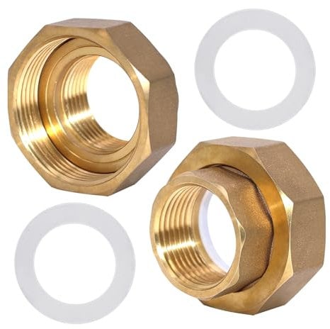 AIMEKE Set di 2 raccordi per pompa in ottone DN 25 (1) × DN 40 (1 1/2) con 2 anelli di tenuta, raccordo filettato per pompa di circolazione, riscaldamento