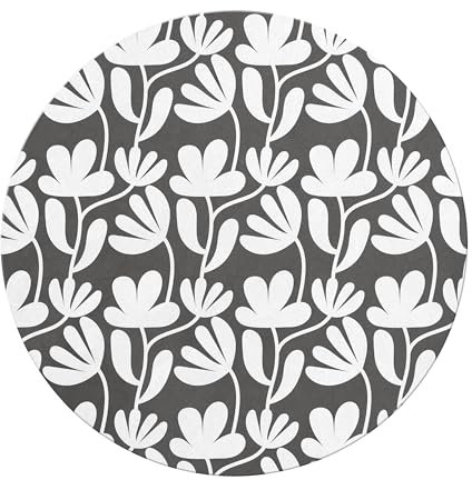 Miquelrius - Mouse Mat Size Ø 200 mm, Polyester Material for Soft Glide, Firm Rubber Base for Firm Grip, White Flowers Collection