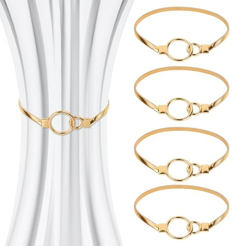 Kornerain 4 Stück Vorhang Raffhalter Gold,Raffhalter für Vorhänge,Gardinenhalter Wand,Legierung Gardinen Raffhalter für Zuhause Hotel,Büro,Mode