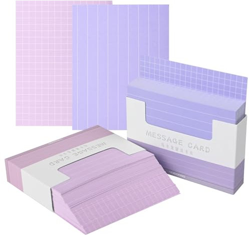 Index Cards, 300PCS Ruled Index Cards Record Cards Revision Cards Flash Cards 7.6 X 10CM Lined Note Cards for School Office Home Study (Purple)