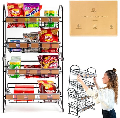 ODOXIA Regal für Süßigkeiten | Snack-Regal zum Aufstellen | Snackregal für die Theke | Display-Ständer für Süßwaren | Theken Ablage für Laden, Bar, Zuhause | Ablage für Süßes & Chips | Candy Rack