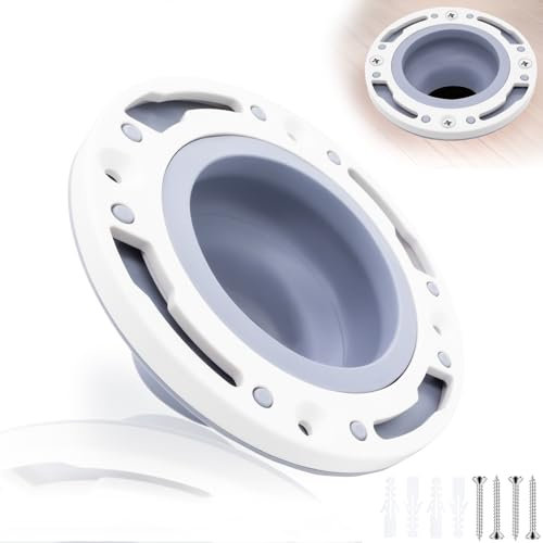 WC-Flansch-Reparatur-Set, passend für 10,2 cm, 12,7 cm oder spezielle 7,6 cm Abflussrohre, universeller WC-Flansch für WC-Reparatur und Installation, perfekte Abdichtung, kein Auslaufen mehr (grau)
