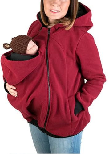 Babytrage-Hoodie-Jacke, Weich Und Bequem, 3-In-1-Känguru-Mantel Für Damen Mit Reißverschluss, Schwangeres Oberteil, Babytragen,002,3XL