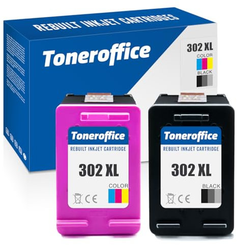 302 Druckerpatrone XL Multipack 2er-Set für HP 302 XL F6U68AE Schwarz und 302 XL F6U67AE Color Druckerpatronen Kompatibel 1x Schwarz (ca. 480 Seiten) 1x Color CMY (ca. 330 Seiten)