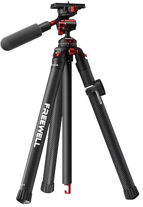 Treppiede da viaggio in fibra di carbonio Freewell 59,1” leggero 1,98 lbs Testa a sfera 360° per foto/video (carico massimo 5kgs/11 lbs), monopiede, per fotocamere DSLR e smartphone