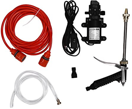 Yusat 12V 100W Water Pump High Pressure Garden Water Sprinkler Kit G1/2 External Thread Portable Pressure Washer for Car Washing