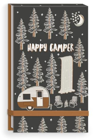 Punch Studio Molly & Rex Camping Icons Happy Camper, Stoff-Notizblock, Bungee-Verschluss, 80 Blatt (32597)