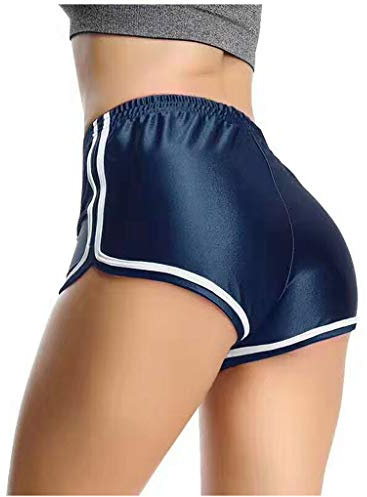 TDEOK Glänzende Shorts Damen - Satin Shorts Damen Sport - Kurze Jogginghose High Waist Sommerhose Radlerhose Kurz Short Trainingshose Weich Unterhose Running Gym Y2K Scrunch Sommer Sexy Mini