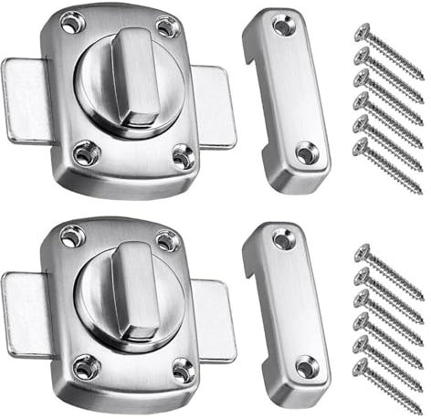 2-Pack Stainless Steel Bedroom & Bathroom Rotating Bolt Door Latch, Applicable for Various Doors