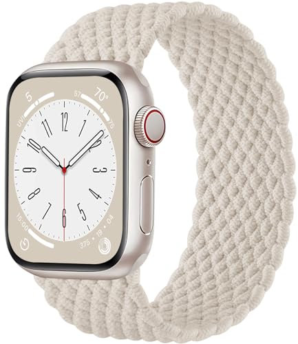 Maledan Intrecciato Cinturini Compatibili con Cinturino Apple Watch 40mm 41mm 38mm per Donna Uomo, Cinturini Sportiva Elastica Regolabile per iWatch SE Series 9 8 7 6 5 4 3 2 1 Ultra, Galassia