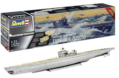 Revell Modellbau, Type IX C Platinum Edition, Bausatz, Maßstab 1:72, 800 Teile, Bastelset ab 13 Jahren, Detailgetreues Modell, U-Boot, Authentische Nachbildung