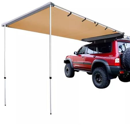 Auto Markise, LKW Dachzelt Auto, Einziehbares SUV Seitenmarkise Ausziehbar, für Camping, Roadtrips, Ausflüge Ins Freie, Reisen, Wohnmobil, Camper, 4x4 und SUV(200x200cm/6.5x6.5ft)