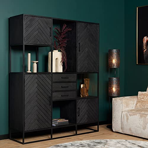 Fachschrank New York Supreme XXL | 160 cm | Mangoholz & Metallmöbel | Industrielle Einrichtung