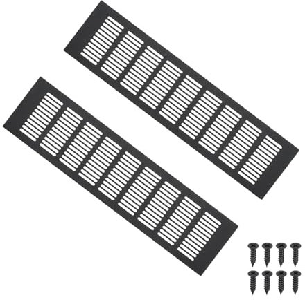 PATIKIL 16 x 4 Cubierta de Ventilación de Puerta, 2 Piezas Rejilla de Aluminio con Tornillos de Montaje para Puerta de Armario, Negro