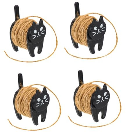 Gogogmee 2 Sets Katzenform-fadenhalter Multifunktionale Fadenrolle Hölzerne Schreibtischdekoration
