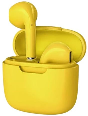 Mini In-Ear Wireless Bluetooth Earbuds - HD Sound, Noise Cancellation, Waterproof, Touch Control, Stereo Earphones (Yellow)