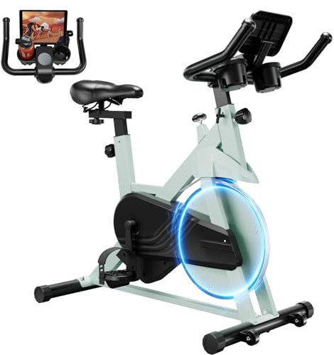 Lacuffy Exercise Bike Indoor Cycling Bike 136 kg Weight Capacity Magnetic Stationary Bike Fitness Spin Bike with LCD Display and APP for Home