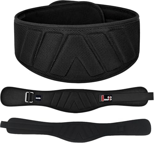 GripUp Gewichthebergürtel Fitness Gürtel Weightlifting Back Support Belt aus Neopren – Ergonomischer Trainingsgürtel zur Rückenunterstützung für Krafttraining, Gym Workouts (Schwarz, S)
