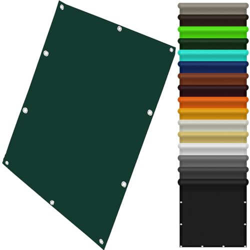 Sonnensegel Wasserdicht 150 x 300 cm Segeltuch Überdachung Plane UV Schutz Hitzeschutz mit Ösen Und Befestigungsseile für Balkon Terrasse Garten, Dunkelgrün