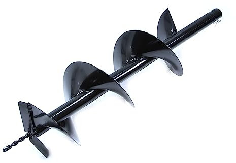 Broca para motobiela de explosión | Diámetro 30 cm | Longitud útil 60 cm | Longitud total 80 cm | Diámetro de conexión 2 cm | Doble espiral | de acero