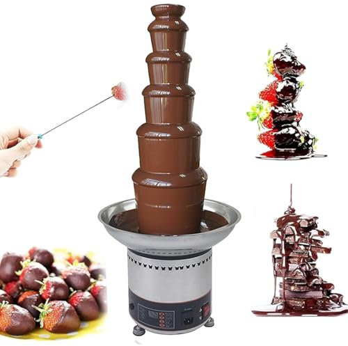 Electric Chocolate Fountain, Chocolate Fountains, Stainless Steel Fondue Waterfall Melting Machine with Digital Panel Showing Temperature, Precisely Adjustable Temperature for Cooking Household