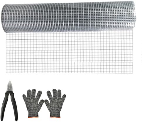 Taicols Maschendraht Drahtgitter Feinmaschig Verzinkt, 40cm x 6m Garten Zaun Huhn Draht Coop Metall geschweißt Drahtgeflecht Rolle für Geflügel, Netting Käfig, DIY-Projekte, Garten Schutz (40cm)