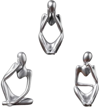 Niaciswe Deko Modern 3 Teiliges Set Silber Harz Statue Set Akzentkunst Fensterbank Deko Skulptur Deko Deko Wohnzimmer Modern BüCherregal Fensterbank Deko Dekoration Schlafzimmer