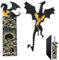 2 Stück Schwarzes Drachen Lesezeichen,Schwarze Goldene Forth Wing Lesezeichens,Gold Fourth Wing Merch,Fourth Wing Merchandise mit Sonne,Forth Wings Bookmark,Lesezeichen Fantasy Acryl für Buchliebhaber