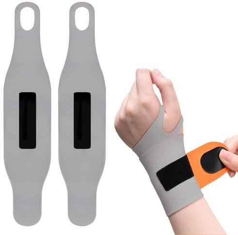 ZAHRVIA 2 Stück Handgelenk Bandagen, Handgelenkstütze Handbandage Handgelenk Sehnenscheidenentzündung Bandage Handgelenkbandage Rechts Handbandage Links für Sport und Hausarbeit (Grau)