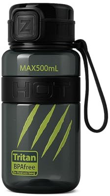 ozark Botella de Agua Deportiva 500ML – Tritan Sin BPA ni Tóxicos – Antifugas, Apta para Agua Caliente, Sin Olores ni Sabores, con Correa de Transporte – Botella Reutilizable para Deporte y Oficina