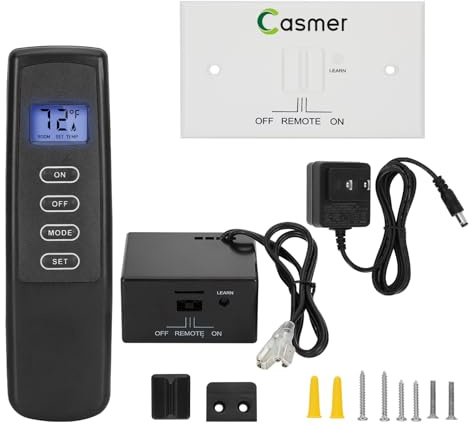 Kamin-Fernbedienungsset, Dual-Power-Optionen, Thermostat- und manuelle Modi, Kindersicherung, LCD-Display, für Millivolt-Ventile/elektrische Funkenzündung, ersetzt Skytech 1420, 1410-A, 1410-TH