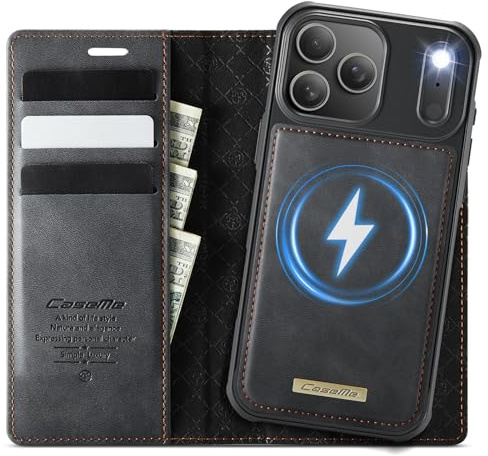 iEWFEN for iPhone 17 Pro Max Case Detachable Wallet Case with Card Holder, 2 in 1 Pu Leather Flip Folio with RFID Blocking Stand Magnetic Shockproof Cover (Black, iPhone 17 Pro Max)