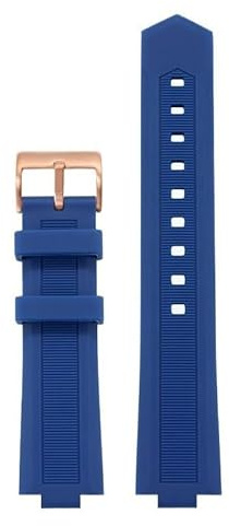 YOLIONU Kautschuk Uhrenarmband mit Dornschließe passend für Cartier Ballon Bleu Black Warrior(Bluer,18 * 11mm)