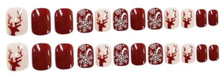 BAZEITFLOW 72stücke Weihnachtliche Künstliche Fingernägel Nagelspitzen Weihnachtliche Nagelspitzen Künstliche Vollnägel für Festivals und Partys