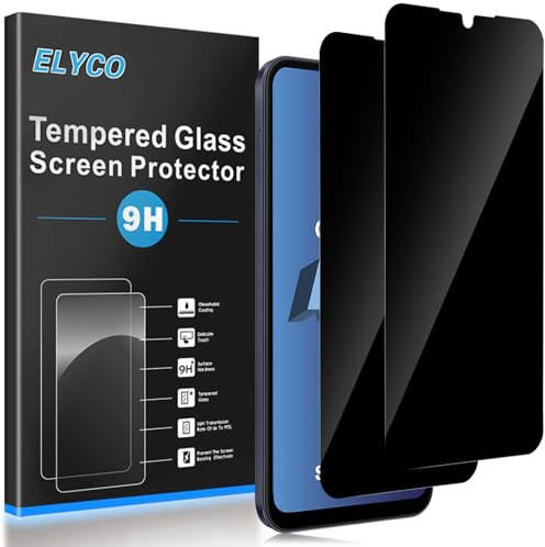 ELYCO Cristal Templado Antiespia para Samsung Galaxy A25 5G, 2 Piezas | Protectora de Pantalla Privacidad, 9H Dureza Cristal Templado, Anti-Rasguños, Sin Burbujas