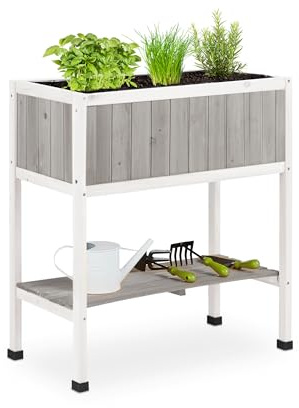 Relaxdays Hochbeet Holz, Pflanzbeet auf Stelzen, HBT: 80,5 x 74 x 38 cm, Garten, Balkon & Terrasse, mit Folie, Farbwahl