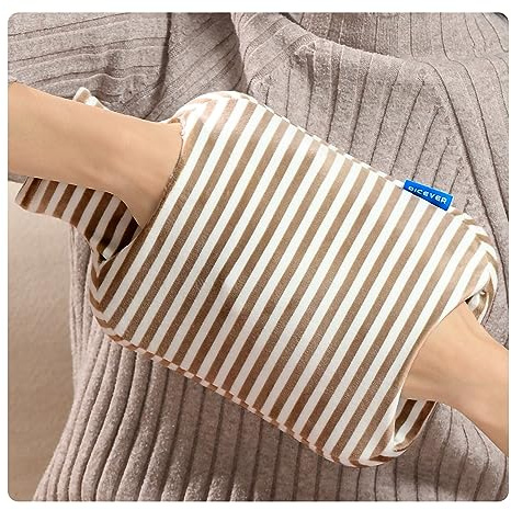 DICEVER Hot Water Bottle with Soft Fleece Cover, 2L Leakproof Hot Water Bag with Hand Pocket for Neck, Back & Hands, Shoulder Pain, Gifts for Women, Men(Gray)