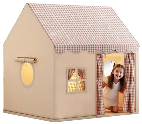 Kinderzelt für den Innenbereich, 119, 4 x 99, 9 x 139, 5 cm, atmungsaktives Spielzelt mit Tür und Fenster, faltbares Kinderspielhaus mit abnehmbarer Metallstütze für Jungen und Mädchen, für